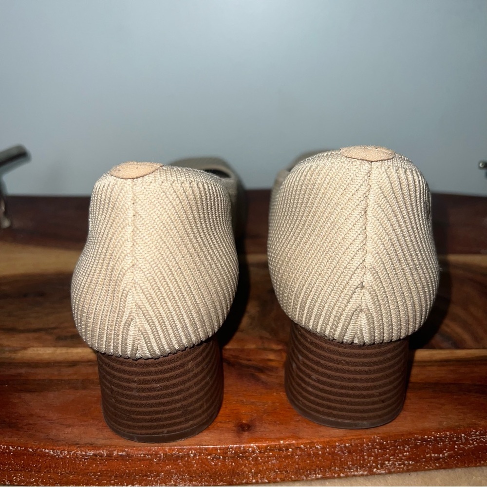 VIVAIA Knit Square Toe Block Heel Pumps Beige Sustainable Comfort Heels 39.5 - Picture 5 of 8